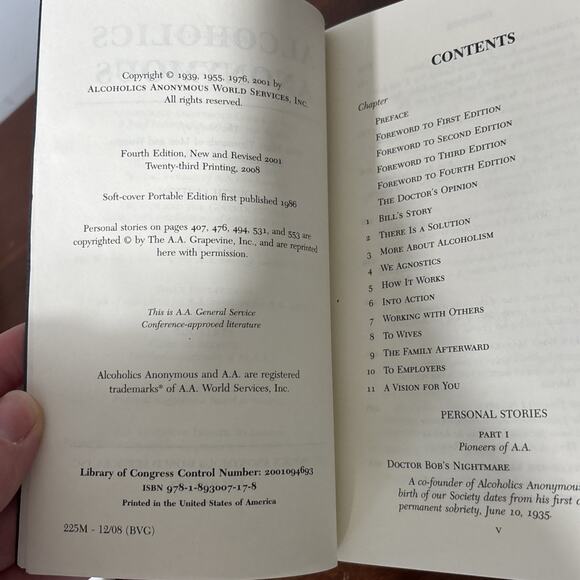 Alcoholics Anonymous, 4th Edition 23rd Print 2008 Soft Cover Book PB - Picture 6 of 6